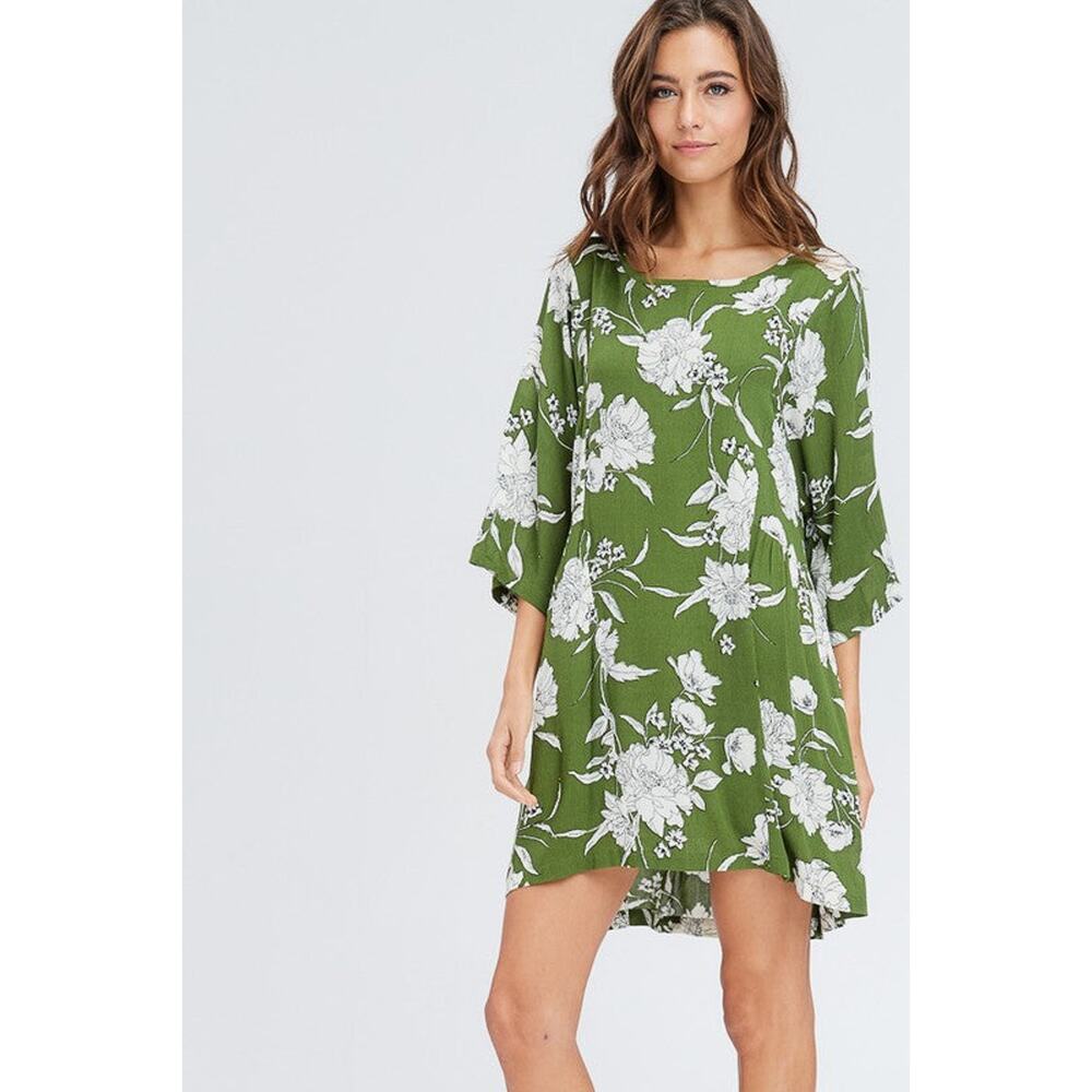 Floral Print Shirring Dress